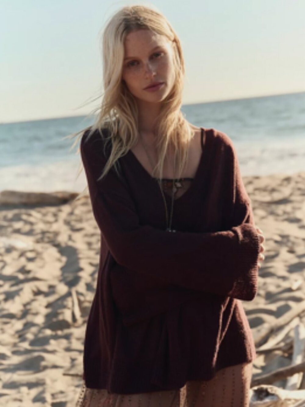 NWT Free People Isadora Reversible Brown Sweater Tunic